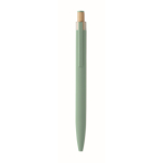 Penna in alluminio riciclato con pulsante in bambù e inchiostro blu color verde menta quarta vista