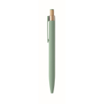 Penna in alluminio riciclato con pulsante in bambù e inchiostro blu color verde menta quinta vista