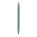 Penna in alluminio riciclato con pulsante in bambù e inchiostro blu color azzurro quarta vista