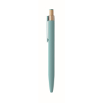 Penna in alluminio riciclato con pulsante in bambù e inchiostro blu color azzurro quinta vista