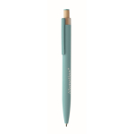Penna in alluminio riciclato con pulsante in bambù e inchiostro blu color azzurro vista principale