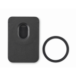 Portacellulare magnetico in pelle con funzione di supporto color nero seconda vista