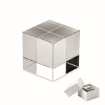 Elegante premio a forma di cubo in vetro personalizzabile color trasparente settima vista