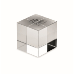 Elegante premio a forma di cubo in vetro personalizzabile color trasparente vista principale