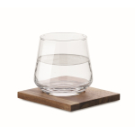 Bicchiere in vetro per whisky con sottobicchiere in legno di acacia color trasparente seconda vista