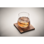 Bicchiere in vetro per whisky con sottobicchiere in legno di acacia color trasparente quarta vista fotografica