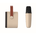 Set karaoke con altoparlante stile vintage con luci LED e microfono color beige settima vista