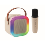 Set karaoke con altoparlante stile vintage con luci LED e microfono color beige
