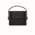 Altoparlante quadrato con manico marrone in similpelle stile vintage color nero settima vista