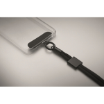 Bracciale regolabile in RPET per cellulare lunghezza 25 cm color nero sesta vista fotografica