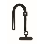 Bracciale regolabile in RPET per cellulare lunghezza 25 cm color nero vista area di stampa