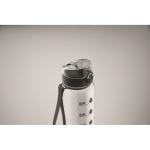 Borraccia in plastica con segni temporali e tappo ribaltabile 1L color trasparente quarta vista fotografica