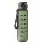 Borraccia in plastica con segni temporali e tappo ribaltabile 1L color verde scuro