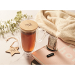 Tazza lunga in vetro con manico trasparente e coperchio in legno 450ml color trasparente vista ambiente principale