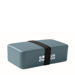 Lunch box in plastica con elastico di chiusura 750ml color nero opaco vista area di stampa