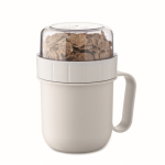 Tazza da asporto per colazione con 2 scomparti separati 450ml color bianco seconda vista