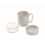 Tazza da asporto per colazione con 2 scomparti separati 450ml color bianco quarta vista