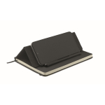 Taccuino con copertina rigida con supporto per cellulare A5 a righe color nero terza vista