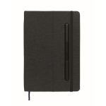 Taccuino con copertina rigida con supporto per cellulare A5 a righe color nero quarta vista
