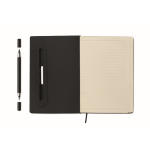 Taccuino con copertina rigida con supporto per cellulare A5 a righe color nero ottava vista