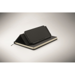 Taccuino con copertina rigida con supporto per cellulare A5 a righe color nero vista fotografia