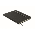 Taccuino con copertina rigida con supporto per cellulare A5 a righe color nero