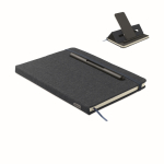 Taccuino con copertina rigida con supporto per cellulare A5 a righe color blu mare
