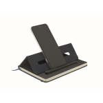 Taccuino con copertina rigida con supporto per cellulare A5 a righe color blu mare seconda vista