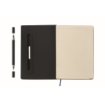 Taccuino con copertina rigida con supporto per cellulare A5 a righe color blu mare ottava vista