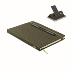 Taccuino con copertina rigida con supporto per cellulare A5 a righe color verde scuro