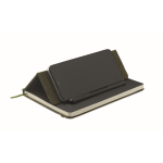 Taccuino con copertina rigida con supporto per cellulare A5 a righe color verde scuro terza vista