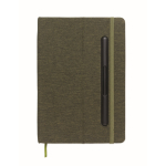 Taccuino con copertina rigida con supporto per cellulare A5 a righe color verde scuro quarta vista