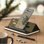 Taccuino con copertina rigida con supporto per cellulare A5 a righe color verde scuro vista ambiente principale