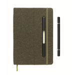 Taccuino con copertina rigida con supporto per cellulare A5 a righe color verde scuro sesta vista