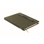 Taccuino con copertina rigida con supporto per cellulare A5 a righe color verde scuro