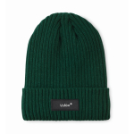 Berretto unisex a maglia in vari colori con patch personalizzabile color verde scuro vista principale