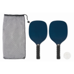 Set pickleball con 2 racchette e 1 pallina in borsa a rete color blu mare terza vista