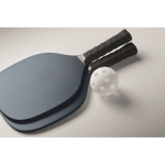 Set pickleball con 2 racchette e 1 pallina in borsa a rete color blu mare quarta vista fotografica