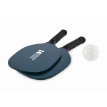 Set pickleball con 2 racchette e 1 pallina in borsa a rete color blu mare quarta vista principale