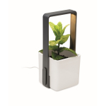 Vaso da interno con 4 luci LED sulla parte superiore color bianco terza vista