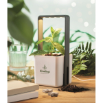 Vaso da interno con 4 luci LED sulla parte superiore color bianco vista ambiente principale