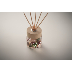 Diffusore a 6 bastoncini profumo vaniglia con fiori decorativi color trasparente quarta vista fotografica