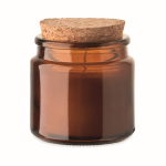 Candela in cera vegetale profumo vaniglia con coperchio in sughero color marrone