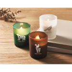 Candela alla vaniglia in cera vegetale con stoppino in legno color marrone vista ambiente principale