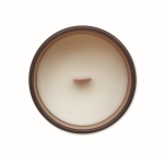 Candela alla vaniglia in cera vegetale con stoppino in legno color marrone quinta vista