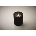 Candela alla vaniglia in cera vegetale con stoppino in legno color nero terza vista fotografica