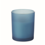Candela alla vaniglia in cera vegetale con stoppino in legno color blu sesta vista