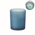 Candela alla vaniglia in cera vegetale con stoppino in legno color blu settima vista