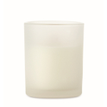 Candela alla vaniglia in cera vegetale con stoppino in legno color bianco