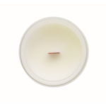 Candela alla vaniglia in cera vegetale con stoppino in legno color bianco quinta vista